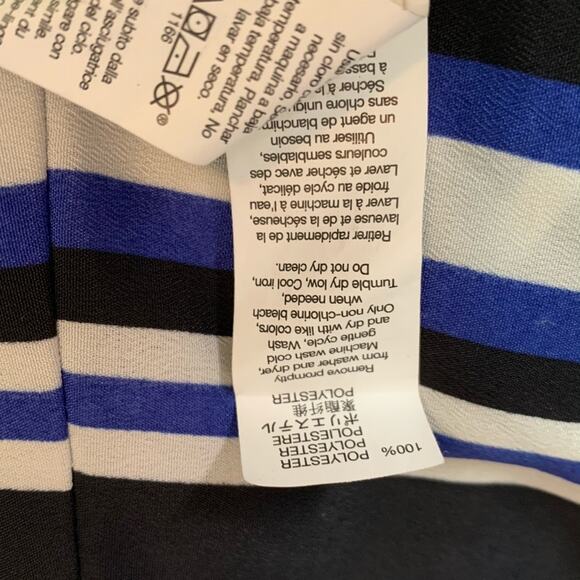 Gap Outlet Blue Dress Women's Size XS Striped Half Roll Tab Sleeve - Picture 6 of 7